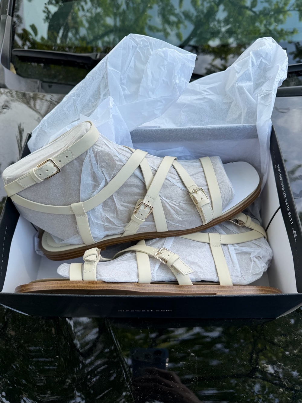 Nine West NIB Cream Strappy Gladiator Sandals